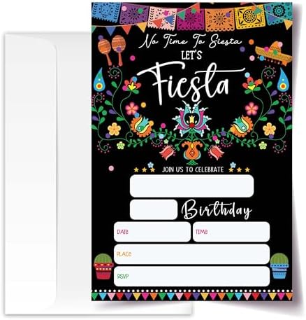 Fiesta Birthday Invitations with Envelopes Pack of 20