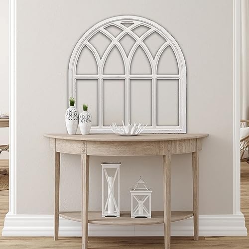 Sintosin 32 Inch White Arched Window Frame Wall Decor