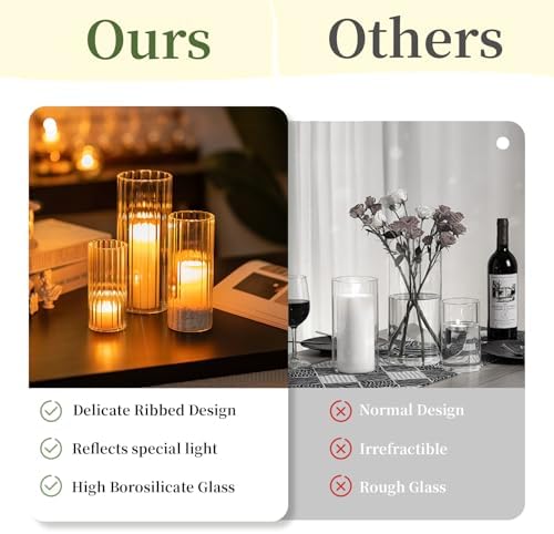 Glasseam Clear Hurricane Candle Holder Set of 6