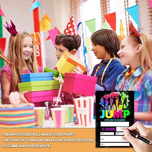 Chuxvon Jump Birthday Invitations Double Sided Splatter Paint