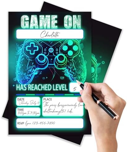 Gamer Birthday Invitations Set of 20