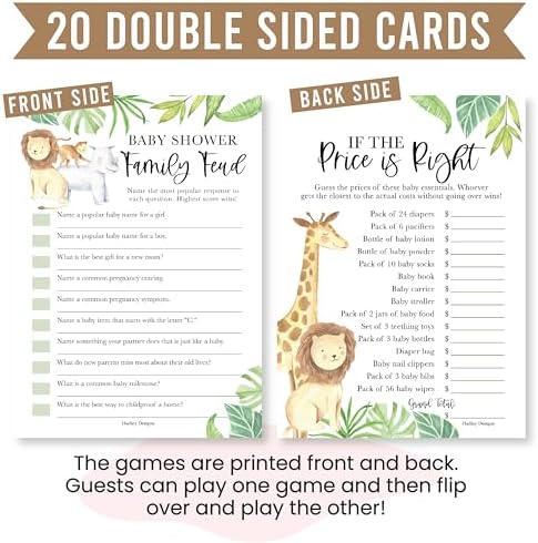Hadley Designs 20 Safari Baby Shower Games - Gender Neutral