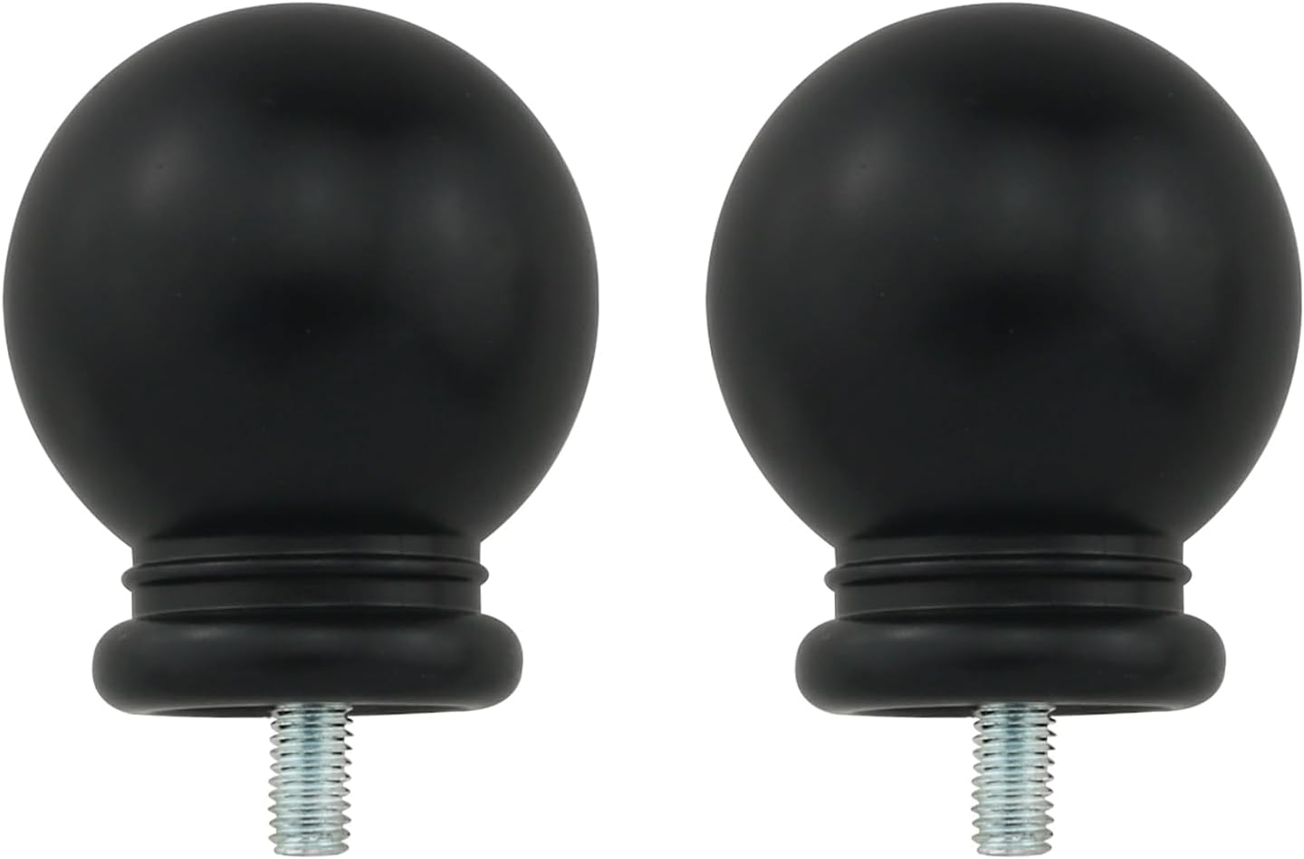 Round Curtain Rod Finials 2PCS Black Plastic Ends