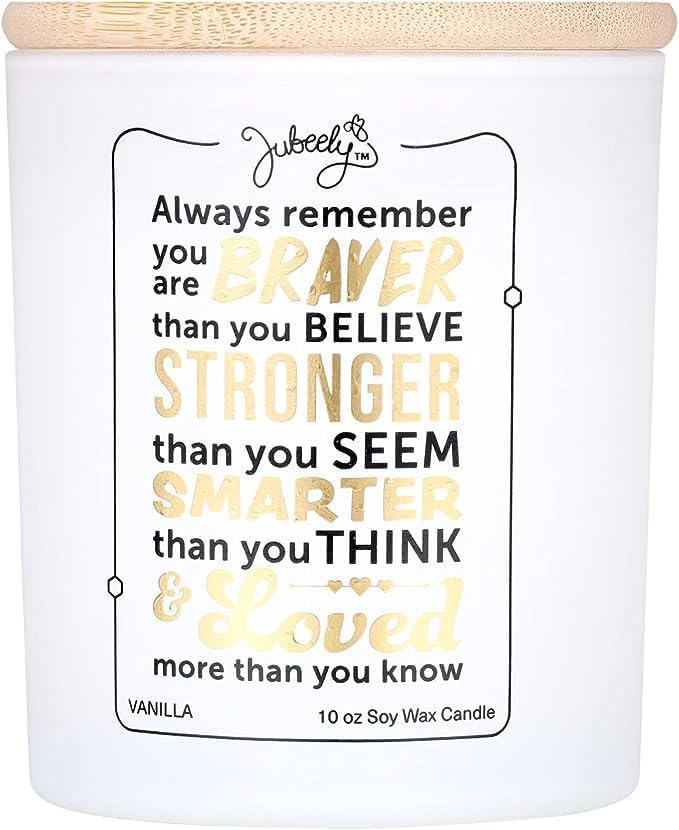 Inspirational Vanilla Soy Candle for Women Christmas Gift with Bravery Message