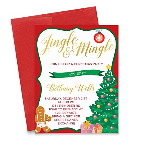 Personalized Christmas Party Invites with Envelopes