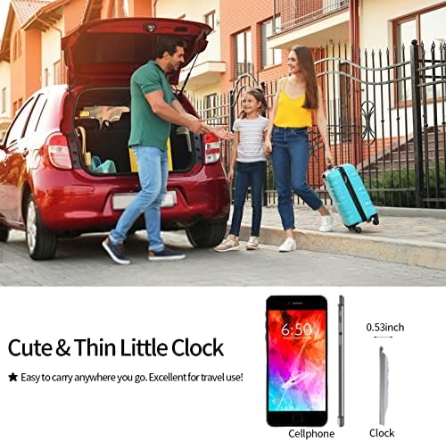 KANBIT Small Digital Travel Alarm Clock with Temperature and Night Light - Silver
