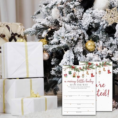 Winter Baby Shower Invitations for Boy Girl 25 with Envelopes
