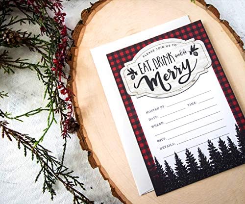 Palmer Street Press Christmas Party Invitations Eat Drink Be Merry Set of 12
