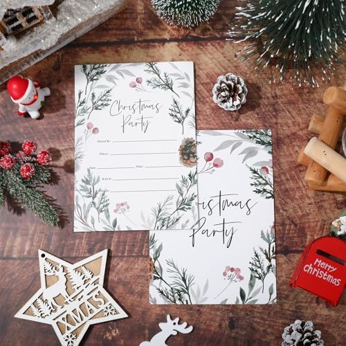 Whaline 25 Pack Christmas Invite Cards with Envelopes and Stickers