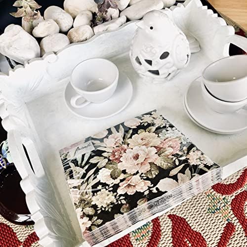 20-Count 65x65 Black Rose Napkins for Decoupage
