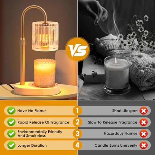 YDSP Candle Warmer Lamp with Timer Adjustable Height Modern Style