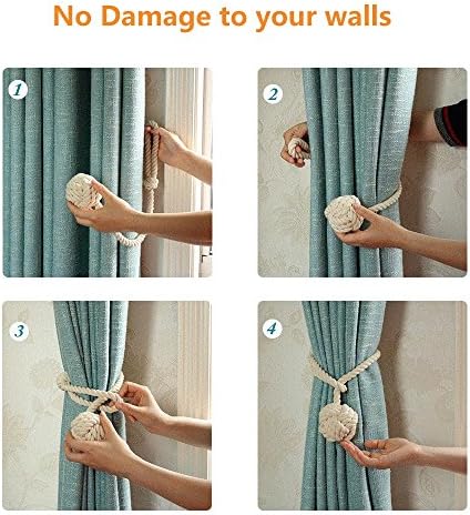 Melaluxe 4 Pack Heavy Duty Curtain Tiebacks - Black