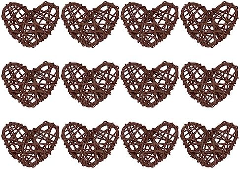 MECCANIXITY 16Pcs Heart Shaped Rattan Ball Vase Filler Coffee 236 In