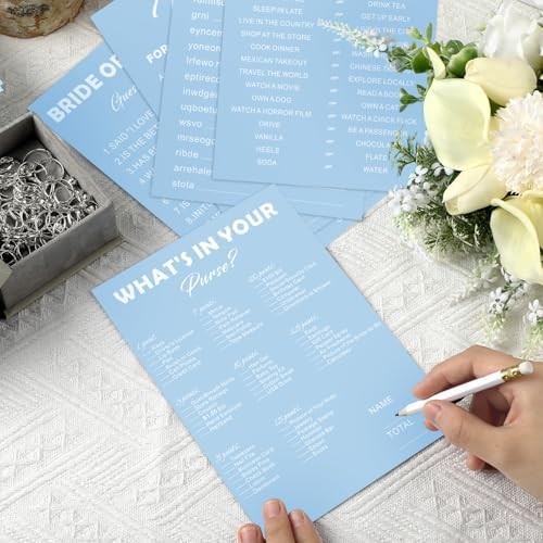 Light Blue Bridal Shower Game Set for 50 Guests