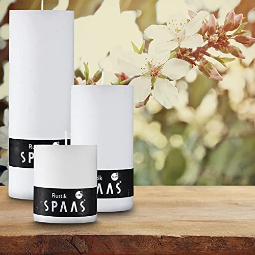 SPAAS Rustic White Pillar Candles Set of 4