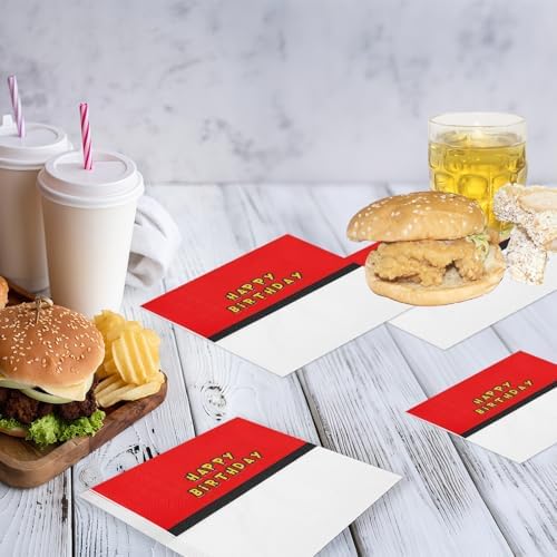 60pcs Happy Birthday Napkins Red White Cartoon Party Decor