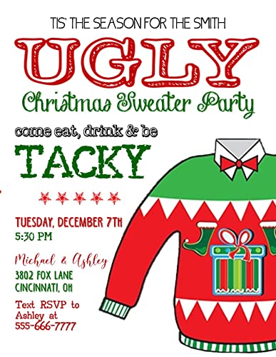 Personalized Christmas Party Ugly Sweater Invite