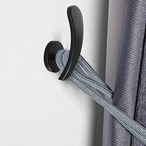 HEMOUR 2pcs Black Curtain Holdback with Screws