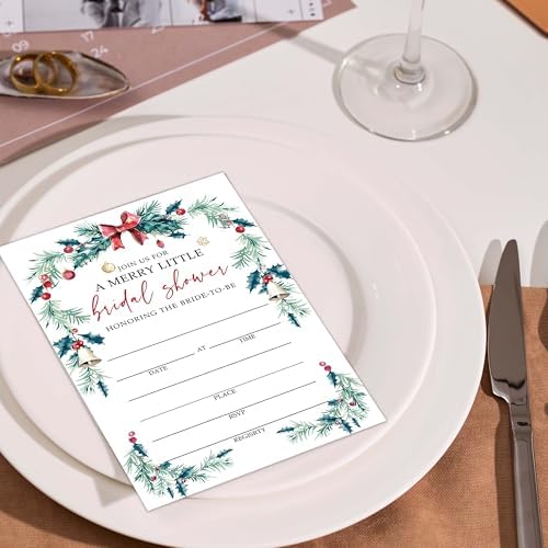 OXRUN Bridal Shower Invites 25 Winter Holiday Cards with Envelopes