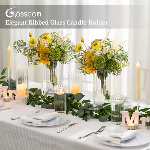Glasseam Clear Hurricane Candle Holder Set of 6