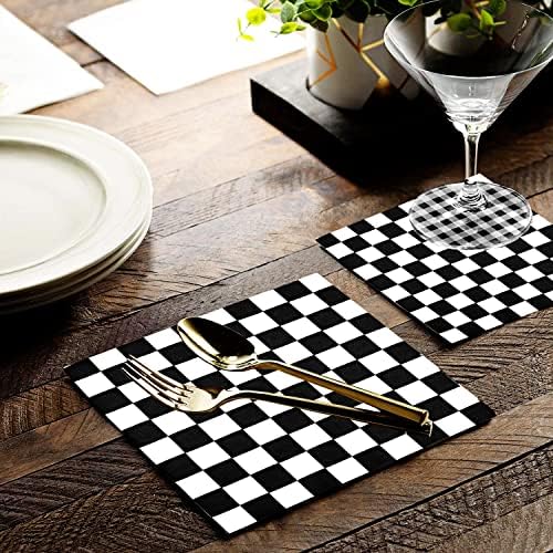 40Pcs Checkered Flag Napkins for Race Themed Party