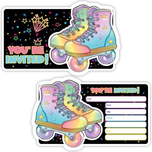 Roller Skating Party Invitation Cards Set of 30