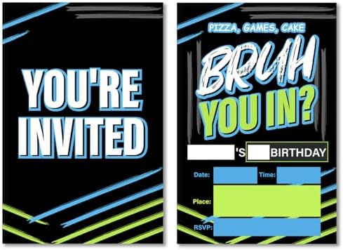 Soiceu Teen Boy Birthday Invitations with Envelopes Set of 20