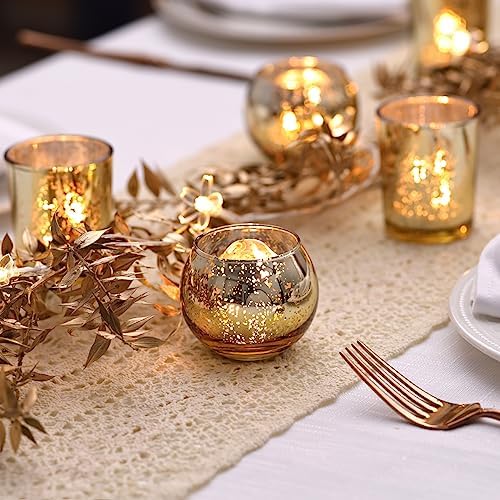 LETINE Gold Mercury Glass Votive Candle Holders Set of 36