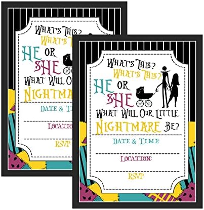 Nightmare Before Christmas Themed Baby Shower Invitations Set of 12
