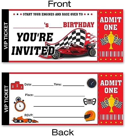 VAHATAN Car Racing Birthday Invitations 20 Pack with Envelopes