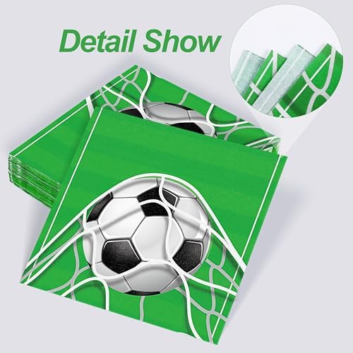 Aodaer 48 Piece Soccer Themed Paper Napkins