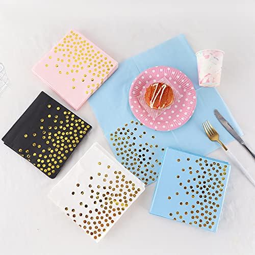 40 Pcs Gold Polka Dot Party Napkins for Wedding Birthday Graduation