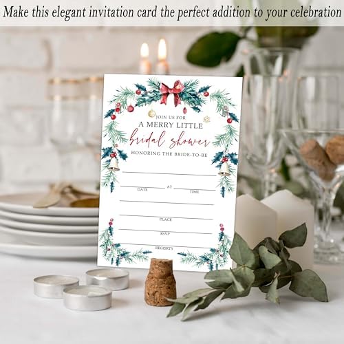 OXRUN Bridal Shower Invites 25 Winter Holiday Cards with Envelopes