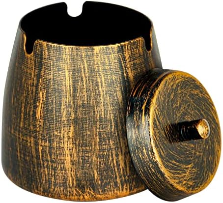 Small Retro Copper Ashtray with Lid for Outdoor Use