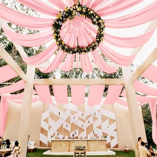 6 Panels Pink Ceiling Drapes for Wedding Decor