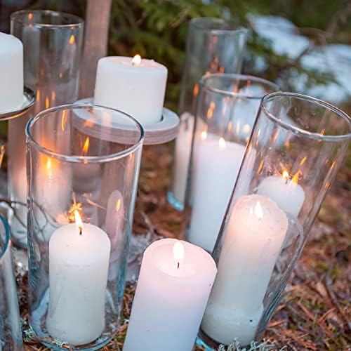 WDHODEC Cylinder Flower Vases 12PCS Hurricane Candle Holders Clear Glass Vase Set