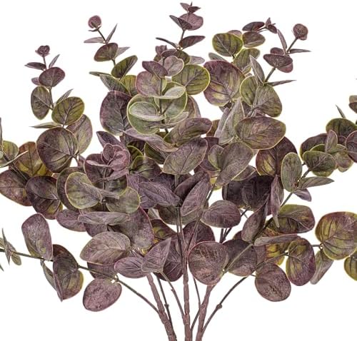 Vickerman 19 Inch Artificial Burgundy Spiral Eucalyptus Bush 3 Pack