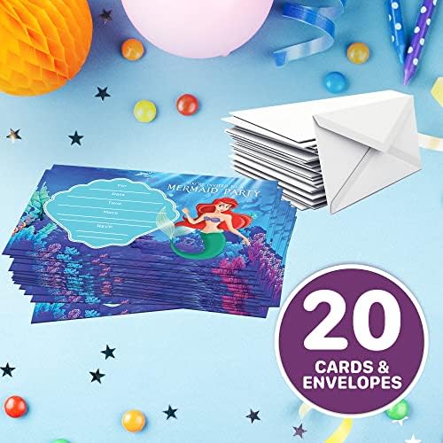 Set of 20 Undersea Princess Birthday Invitations with Envelopes