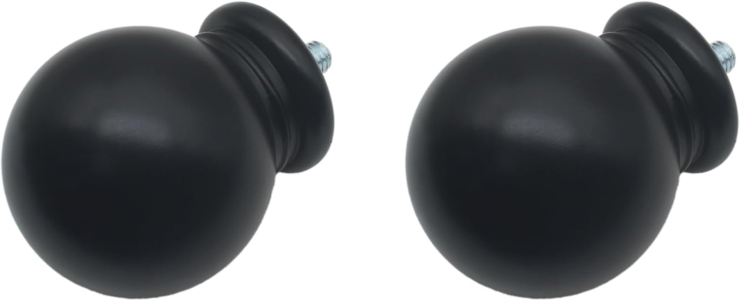 HAJZXH 2 Pcs 5 8 Inch Curtain Rod End Cap Finials Black