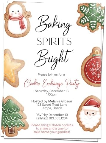 Cookie Exchange Invitations with 12 Count Custom Printed Cards
