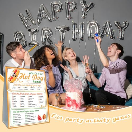 Funny Hot Dog Name Game Cards Set for Birthday Parties