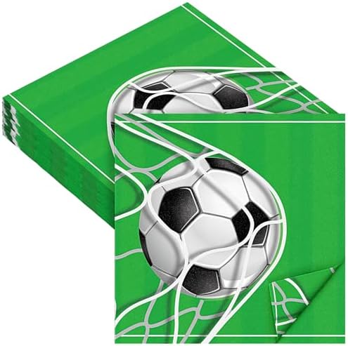 Aodaer 48 Piece Soccer Themed Paper Napkins