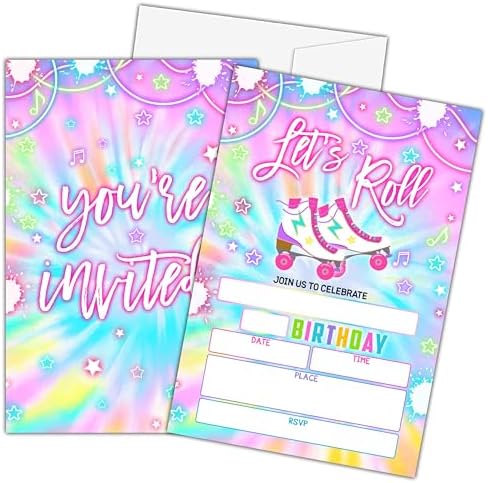 Lets Roll Birthday Invitations with Envelopes 20PCS