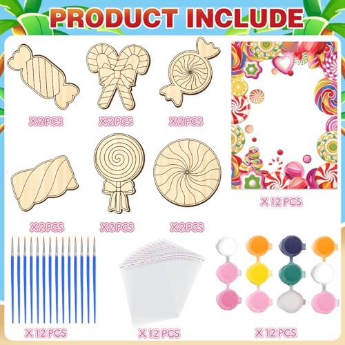 HABDJILTY 12 Pack Candyland Painting Crafts Set for Kids