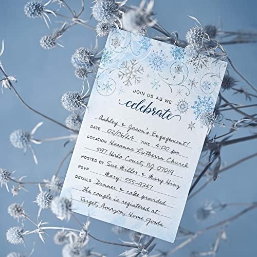 Canopy Street Faux Glitter Winter Party Invitations 5x7
