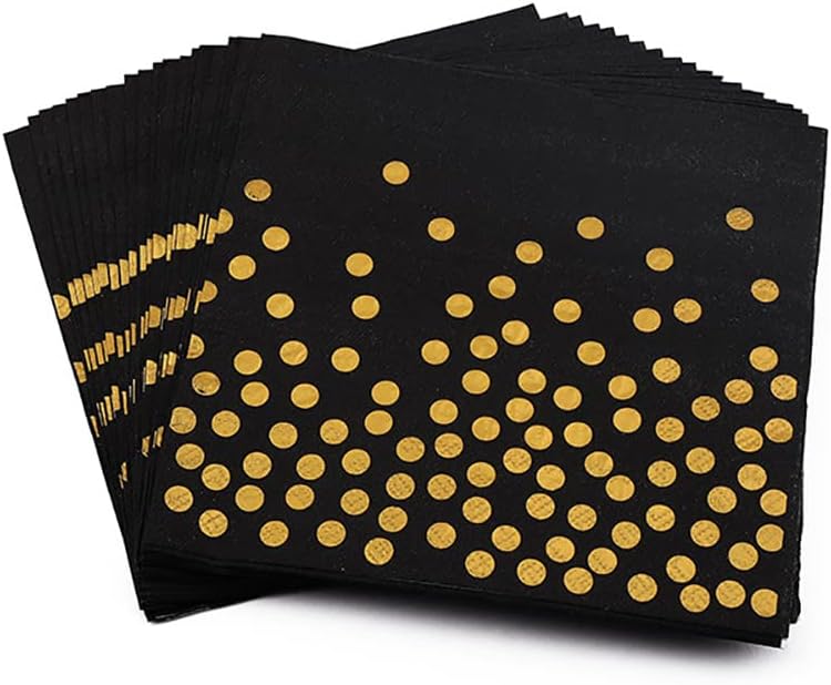40 Pcs Gold Polka Dot Party Napkins for Wedding Birthday Graduation