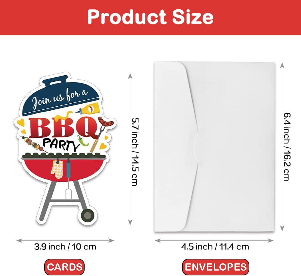 Rewidparty BBQ Themed Party Invitations Set of 15