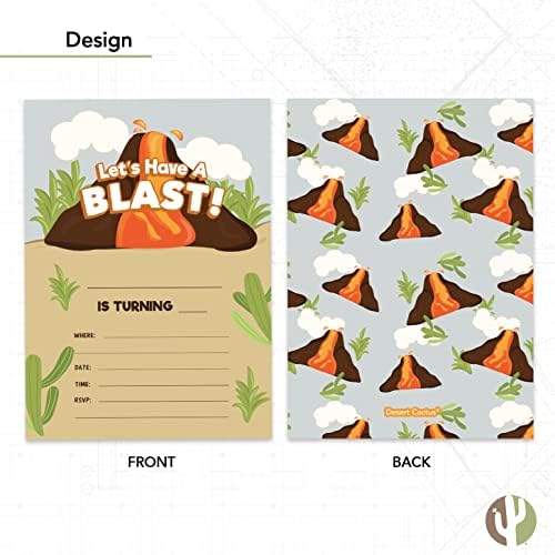 Desert Cactus Volcano Birthday Invitations 10 Count With Envelopes