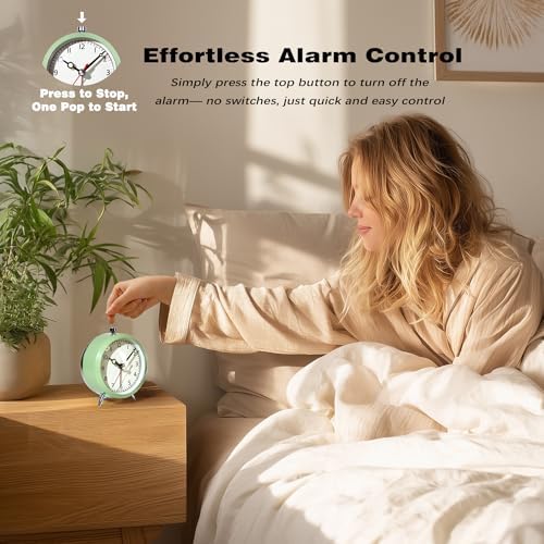 AYRELY 4 Inch Loud Analog Alarm Clock with Retro Design