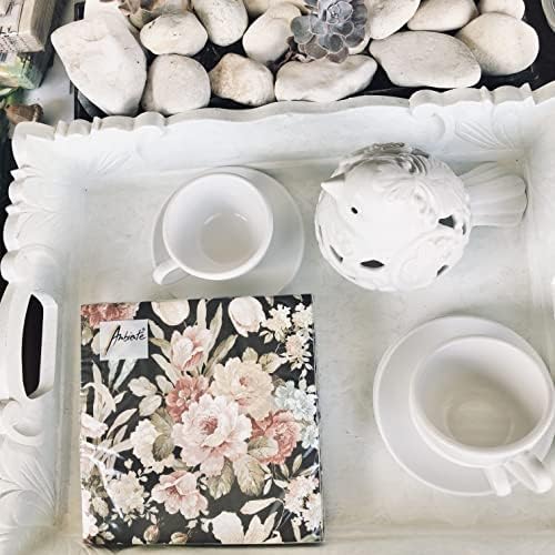 20-Count 65x65 Black Rose Napkins for Decoupage